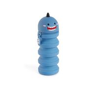 Back2Fun - Astuccio scuola 2 in 1 estensibile in silicone morbido, Portapenne retrattile con chiusura a zip, Design kawaii squalo
