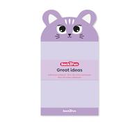 Back2Fun - Blocchetto di note adesive, Dimensioni 90 x 165 mm, Carta 90 g/m², Materiale scolastico, Blocchetto adesivo, 60 fogli, Cartoleria carina, Design Gattino