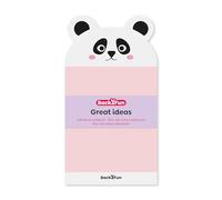 Back2Fun - Blocchetto di note adesive, Dimensioni 90 x 165 mm, Carta 90 g/m², Materiale scolastico, Blocchetto adesivo, 60 fogli, Cartoleria carina, Design Panda