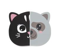 Back2Fun - Confezione da 2 quaderni per bambini a forma di viso di animale, ogni quaderno liscio ha 34 fogli e dorso cucito, mini taccuino, porta nome, gattino-cagnolino