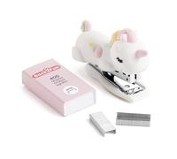 Back2Fun - Mini cucitrice per bambini in gomma morbida con 400 graffette n. 10, design divertente e compatto, regalo scolastico originale, cancelleria carina per bambini, ragazze e uso quotidiano a