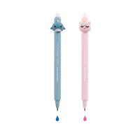 Back2Fun - Penne cancellabili, set di penne a sfera con inchiostro gel, testa a forma di animale, punta da 0,7 mm, frase divertente, inchiostro blu e rosa, Narval - unicorno