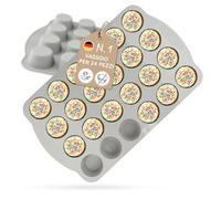 Backefix teglia per muffin in silicone 24 mini - stampo per mini-muffin con 24 cavità, 60 ml ciascuna, extra stabile con manici, antiaderente, senza pirottini, silicone platino, senza BPA & PFAS
