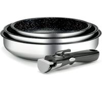 Backen 191599, Set di pentole 20,24,26 cm, Induzione, Acciaio inossidabile, Rivestimento antiaderente, Impilabili, Lavabile in lavastoviglie, Versatili, Salvaspazio, Garanzia 5 anni.