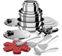 BACKEN 199924 Set pentole 24 pezzi, Padelle, Casseruole, Wok, Padella saltapasta, Coperchi Multifunzione, Manici Rimovibili, Induzione, Acciaio inossidabile, Lavabile in Lavastoviglie, Garanzia 5 anni