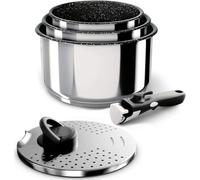 Backen 391505 - Set 5 pezzi inox 16,18,20 cm, induzione. Manico rimovibile, coperchio multiposizione. Antiaderente, lavabile in lavastoviglie. Garanzia 5 anni.