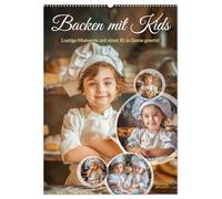 Backen mit Kids (Wandkalender 2026 DIN A2 hoch), CALVENDO Monatskalender: In diesem unterhaltsamen und lustigen Kalender, entdecken Kinder die Freude am Backen.