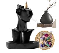 Backflow Incense Burner Ceramic, Zen Face Incense Holder, Waterfall Half Head Statue 450g Professional Home Supplies Kit Modern Studio Unit Home Decor Interior Abstract Yoga Case