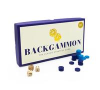 Backgammon | Classico gioco da tavolo strategico in confezione regalo di alta qualità | Gioco senza tempo per famiglie e viaggi, blu navy e crema