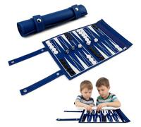 Backgammon da Viaggio Arrotolabile, Classico Backgammon Pieghevole Set | Backgammon Viaggio con Accessori, Backgammon Set per Famiglia e Viaggi, Dimensioni del Back Gammon: 35,5 x 25,2 cm (Blu)