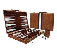 Backgammon,Set Backgammon Lntarsiato,Set Di Backgammon,15 pollici con custodia in pelle di alta qualità con coppa per dadi, Completo di Accessori, Giochi di Strategia,Per Adulti E Bambini (marrone)