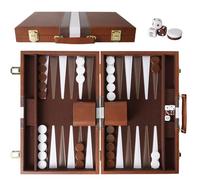 Backgammon, Valigetta Backgammon da 15 pollici, Grande set da back-gammon per adulti, Back-gammon gioco da tavolo, per gli appassionati di campeggiatori e viaggi (con dadi e raddoppiatori)