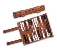 Backgammon Voyage, Backgammon Portable en Cuir, jeu de Société de Voyage Enroulable Avec Pièces D'échecs et dés Pour Familles, Voyageurs et Amateurs de Stratégie, Surface de jeu (l x p): 38 x 26 cm