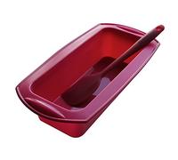 Backhaus ® Stampo per Plumcake, Teglie da forno rettangolare in Silicone Platino Antiaderente di qualità professionale con Spatola, ∅23cm, Rosso
