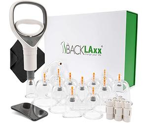 BACKLAXX® Coppette Massaggio con Pompa a Vuoto 12 Pezzi | Set Coppettazione con Magneti Terapeutici | Coppette per Coppettazione Massaggio |con Videocorso ed eBook