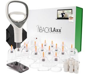 BACKLAXX® Coppette Massaggio Set 12 Pezzi con Pompa, Kit Coppettazione