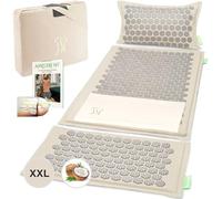 BACKLAXX Set di tappetini per agopressione con cuscino, panno e borsa | XL tappetino per agopressione - 120% più superficie | tappetino per agopuntura con spine per massaggio | tappetino a batteria