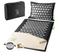 BACKLAxx ® Tappetino agopressione avanzato - Tappeto agopressione per il relax per la schiena, collo, spalle e piedi - Tappetino massaggiante con cuscino, panno e borsa - Materassino relax