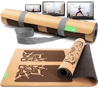 BACKLAXX ® Tappetino da yoga in sughero con gomma naturale - Vincitore del test FAZ 04/2025 - Tappetino da yoga sostenibile, privo di sostanze nocive, tappetino da yoga antiscivolo, con zone