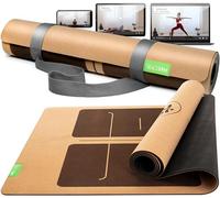 BACKLAXX ® Tappetino da yoga in sughero con gomma naturale - Vincitore del test FAZ 04/2025 - Tappetino da yoga sostenibile, privo di sostanze nocive, tappetino da yoga antiscivolo, con zone
