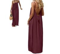 Backless Cami Dresses for Women, Solid Color Backless Cami Dress, Sleeveless Beach Vacation Maxi Dress Summer (Purple 1,M)