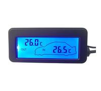 Backlit Mini Car Thermometer, DC12V Digital Gauge, Indoor Outdoor Sensor | DC12V Digital Car Thermometer, Clear LCD Backlit Display, Monitor Interior Exterior Temp, Real Time Temperature Gauge Meter