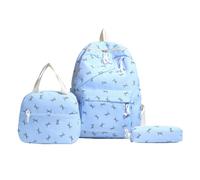 Backpack 3pcs Set Cowpack With Lunch Box Pencil Case for Girls (Blue)