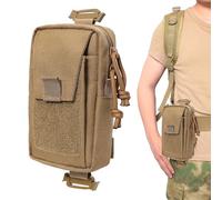 Backpack Attachment Pouch, Shoulder Zipper Pocket, Multi-Purpose Utility, Sturdy Nylon Build, Compact Modular Storage, Perfect for Hunting Trips, Camping Adventures, Black, Khaki