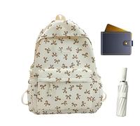 Backpack Bow - Fashionable, Stylish Companion | Material, Robust, Elegant Design, Feminine, Adjustable Straps, Practical Pockets For Everyday School And Leisure.