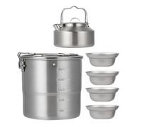 Backpacking Cookware, Lightweight Camping Cookware Kit, Non-Stick Aluminum Build, Foldable Heat-Resistant Handles, Compact Survival Equipment Set for Hiking Travel Lawn Picnic Use