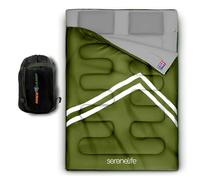 SereneLife Sleeping Bag, Sacco a Pelo Unisex, Verde, Double Bed