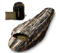 Backpacking Sleeping Bag Camping Gear - Mummy Sleeping Bag For Adults/Teens w/Pillow, Bag - Outdoor Lightweight Weather Proof, Camping, Hiking Traveling - SereneLife SLSRT5 (Real Trees)