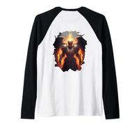 Backprint Angelo di Fuoco con Fiamme dell'inferno Maglia con Maniche Raglan