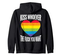 Backprint bacia Chi Vuoi LGBTQI Regenbogen Felpa con Cappuccio