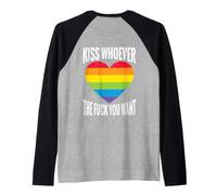 Backprint bacia Chi Vuoi LGBTQI Regenbogen Maglia con Maniche Raglan