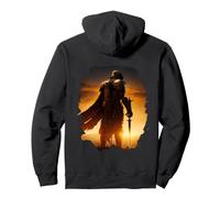 Backprint Cavaliere epico al Tramonto sulla collina Felpa con Cappuccio