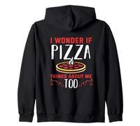 Backprint Chissà se Anche la Pizza Pensa a Me Felpa con Cappuccio