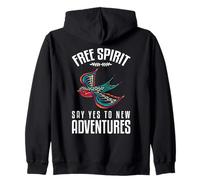 Backprint Free Spirit Dice Sì a Nuove Avventure Felpa con Cappuccio