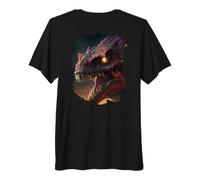 Backprint Gigante sputafuoco Il temibile Dinosauro Maglietta Premium