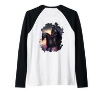 Backprint Il minaccioso Cavaliere nella Notte Maglia con Maniche Raglan