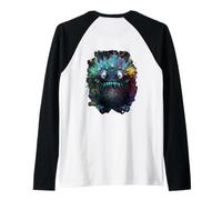 Backprint Il Mostro colorato Unico e Fantastico Maglia con Maniche Raglan