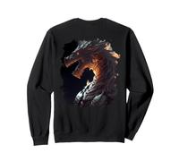 Backprint Il Potente Cavaliere Drago nel Fuoco Felpa