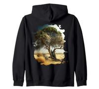 Backprint Il Vecchio Albero nella Savana è Un Simbolo della Felpa con Cappuccio