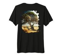 Backprint Il Vecchio Albero nella Savana è Un Simbolo della Maglietta Premium