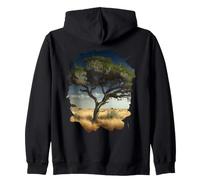 Backprint Il Vecchio Albero nella Savana è Un Simbolo Natura Felpa con Cappuccio