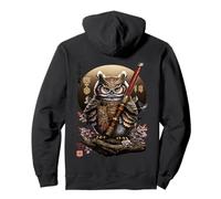 Backprint Japan Aesthetic Samurai Eule Urban Streetwear Felpa con Cappuccio