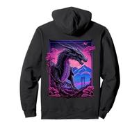 Backprint Japan Aesthetic Vaporwave Cherry Blossom Dragon Felpa con Cappuccio