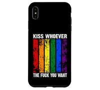 Backprint Kiss whoever the fuck you want LGBTQIA+ arcobaleno Custodia per iPhone XS Max