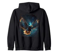 Backprint La maestosa Aquila nel Cielo Stellato Felpa con Cappuccio