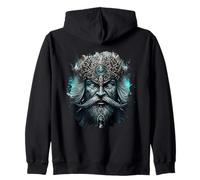 Backprint L'oscuro Mistico Vichingo con l'armatura Felpa con Cappuccio